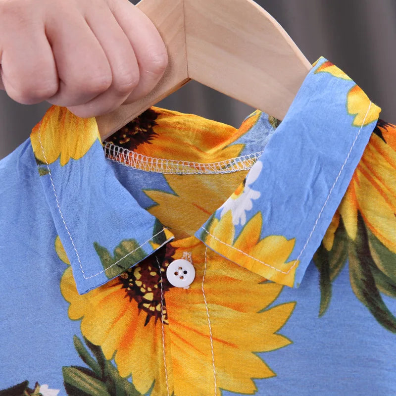 Ropa de verano para bebés, traje informal, camisa, pantalones cortos, conjuntos de 2 piezas, chándal deportivo para niños pequeños