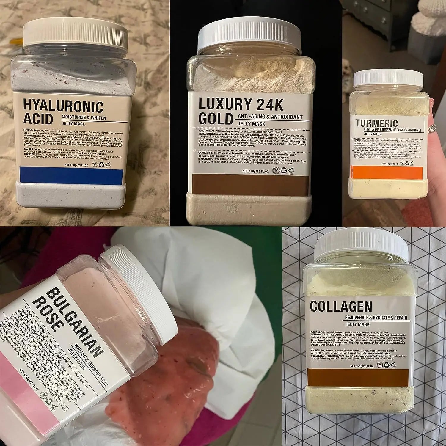 6 uds máscara de gelatina en polvo al por mayor 650G máscaras profesionales uso en salón de belleza productos para el cuidado de la piel Facial