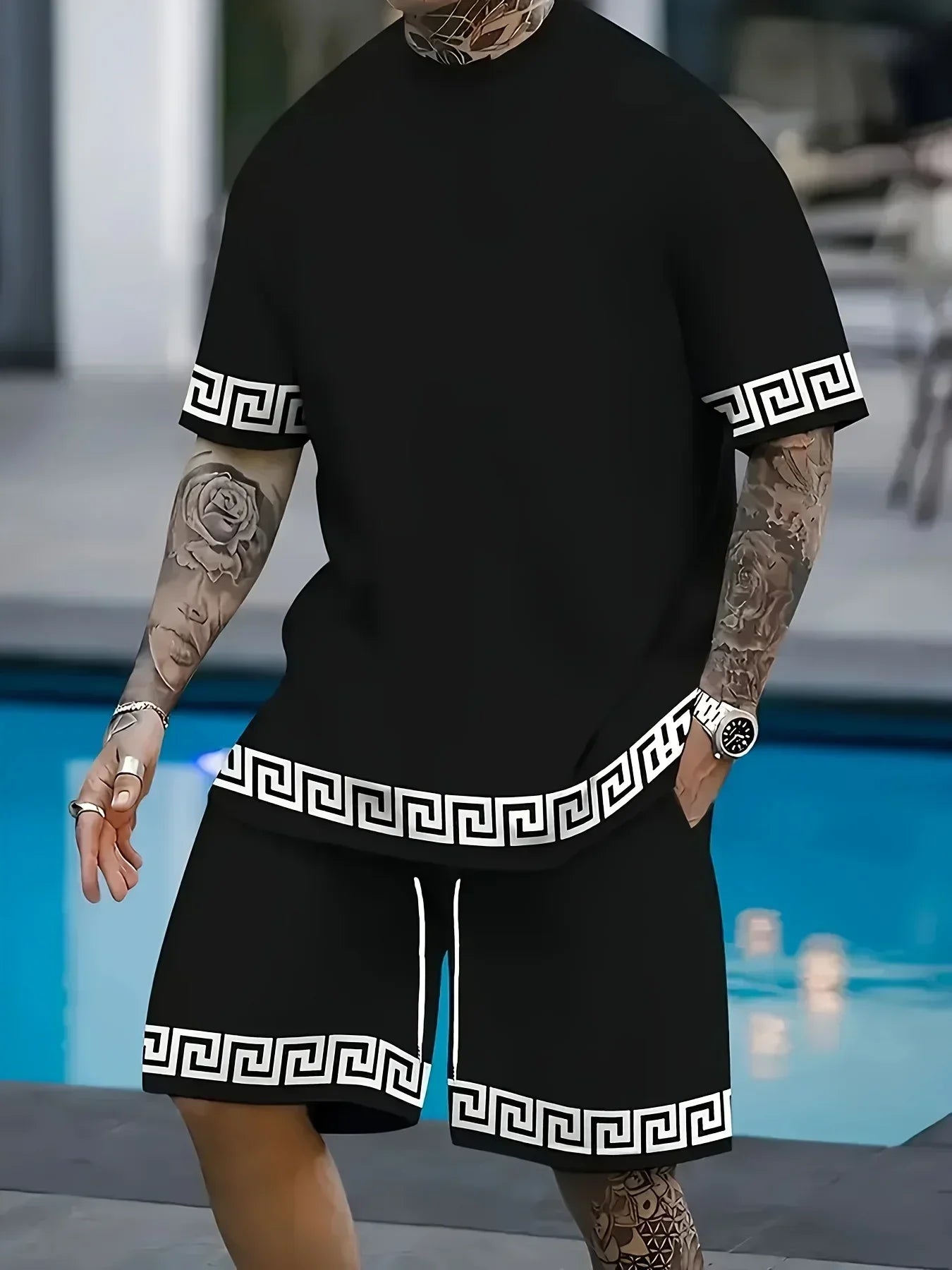 Conjunto de pantalones cortos de manga corta de poliéster con estampado 3D para hombre, conjunto transpirable informal de moda, uso diario, superventas de verano