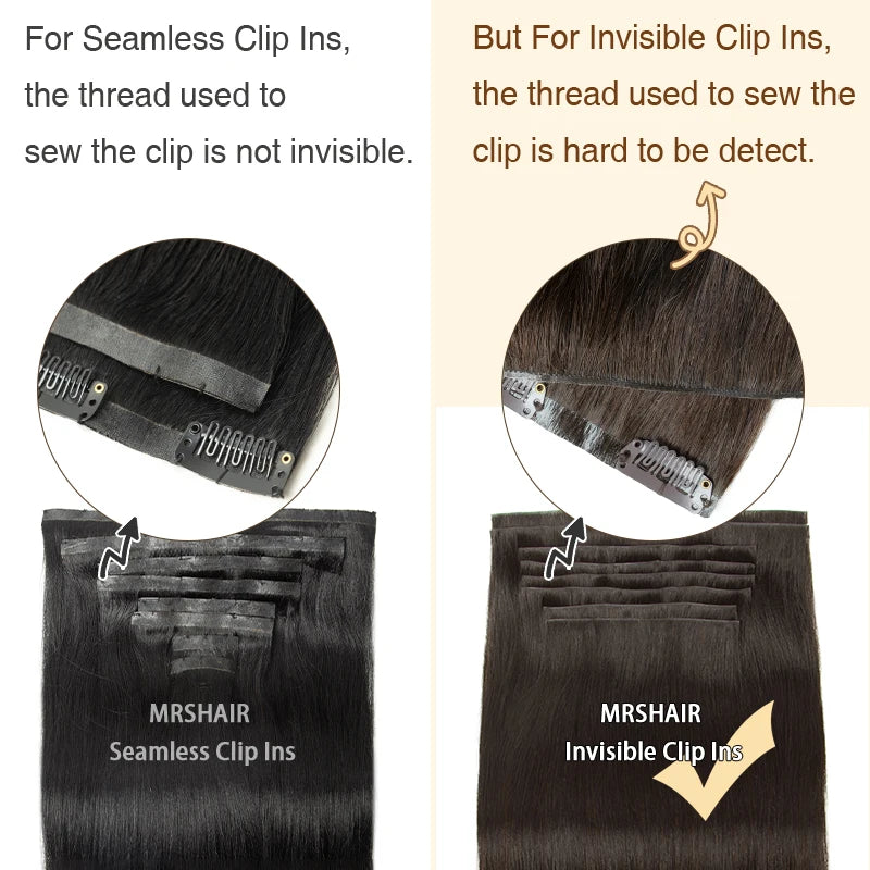 Human Hair Invisible PU Clip In Extensions Injected PU Tape Weft 7Pcs/set 12-24inch 100G 120G Clip On Hair Comfortable Wear