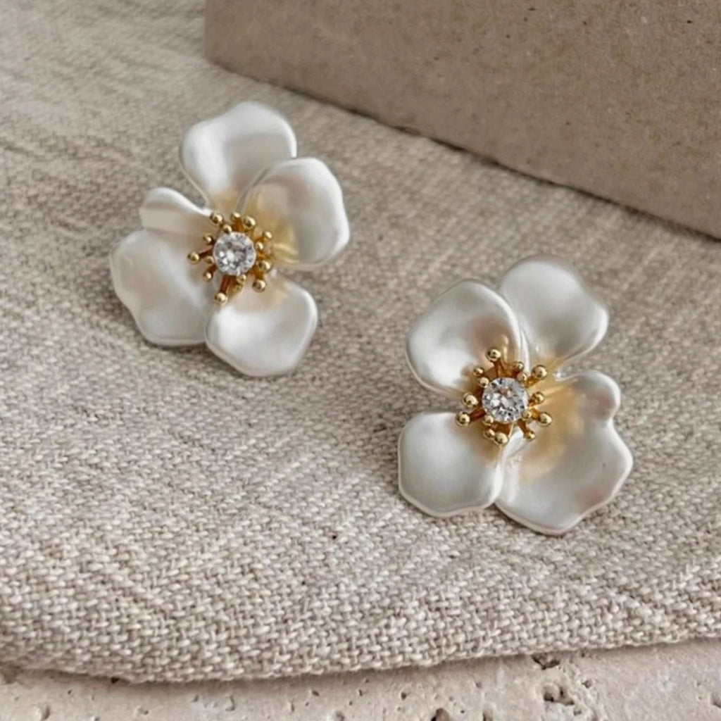 PANJBJ-pendientes de plata de ley 925 con forma de flor para mujer, con circonita, acabado mate, estilo Retro, regalo de joyería de cumpleaños, envío directo