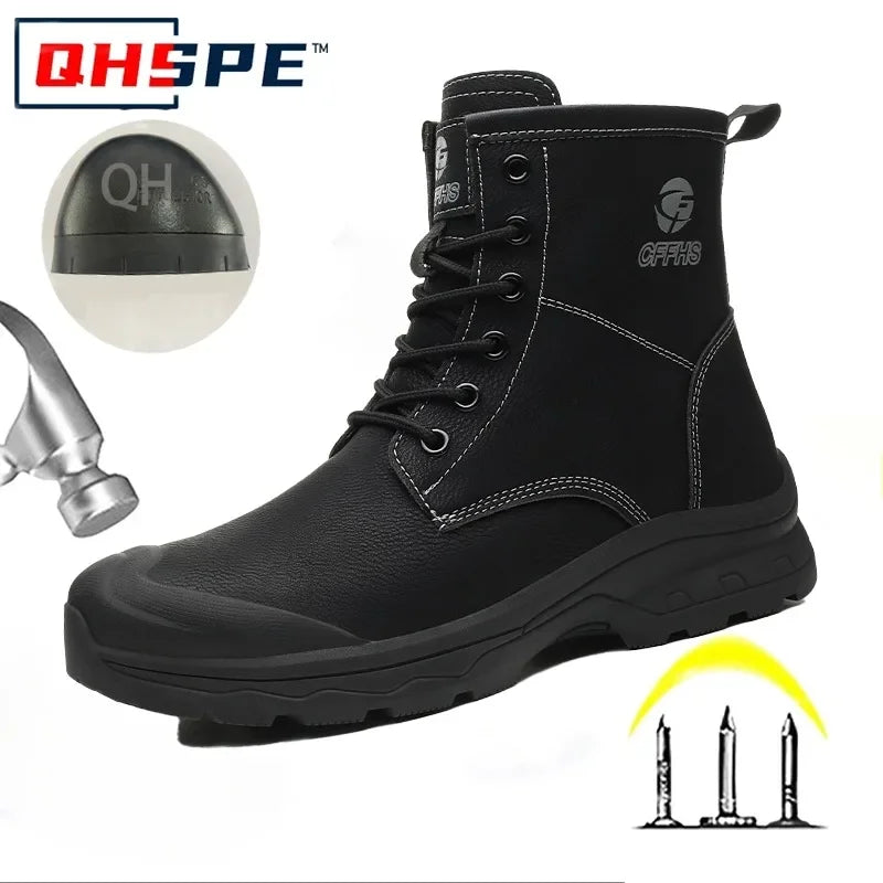 Botas de trabajo de microfibra de alta gama para hombre con puntera de acero para antigolpes y antipinchazos, antipinchazos de Kevlar