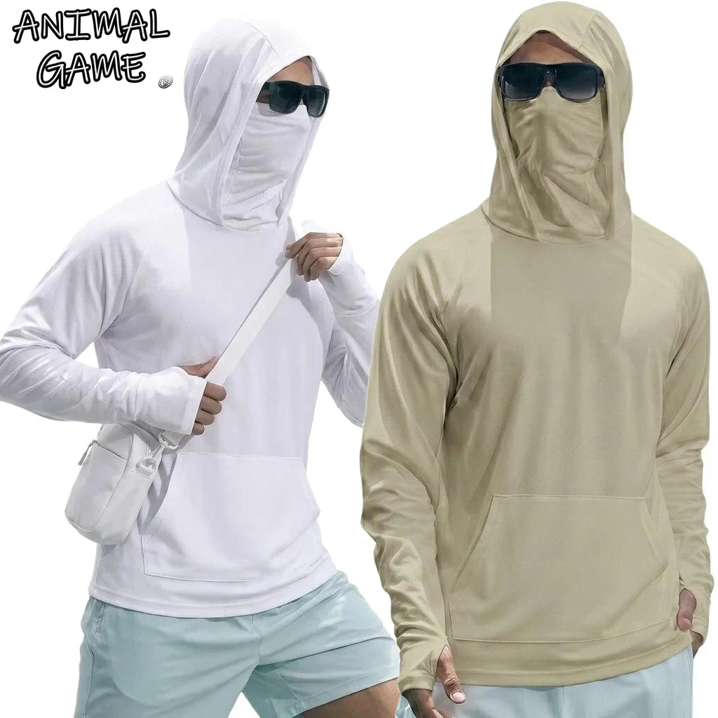 Camiseta de Manga Larga con Capucha para Hombre, Protección Solar UPF50+, de Secado Rápido, para Correr, Pesca, Deporte, Estilo Urbano