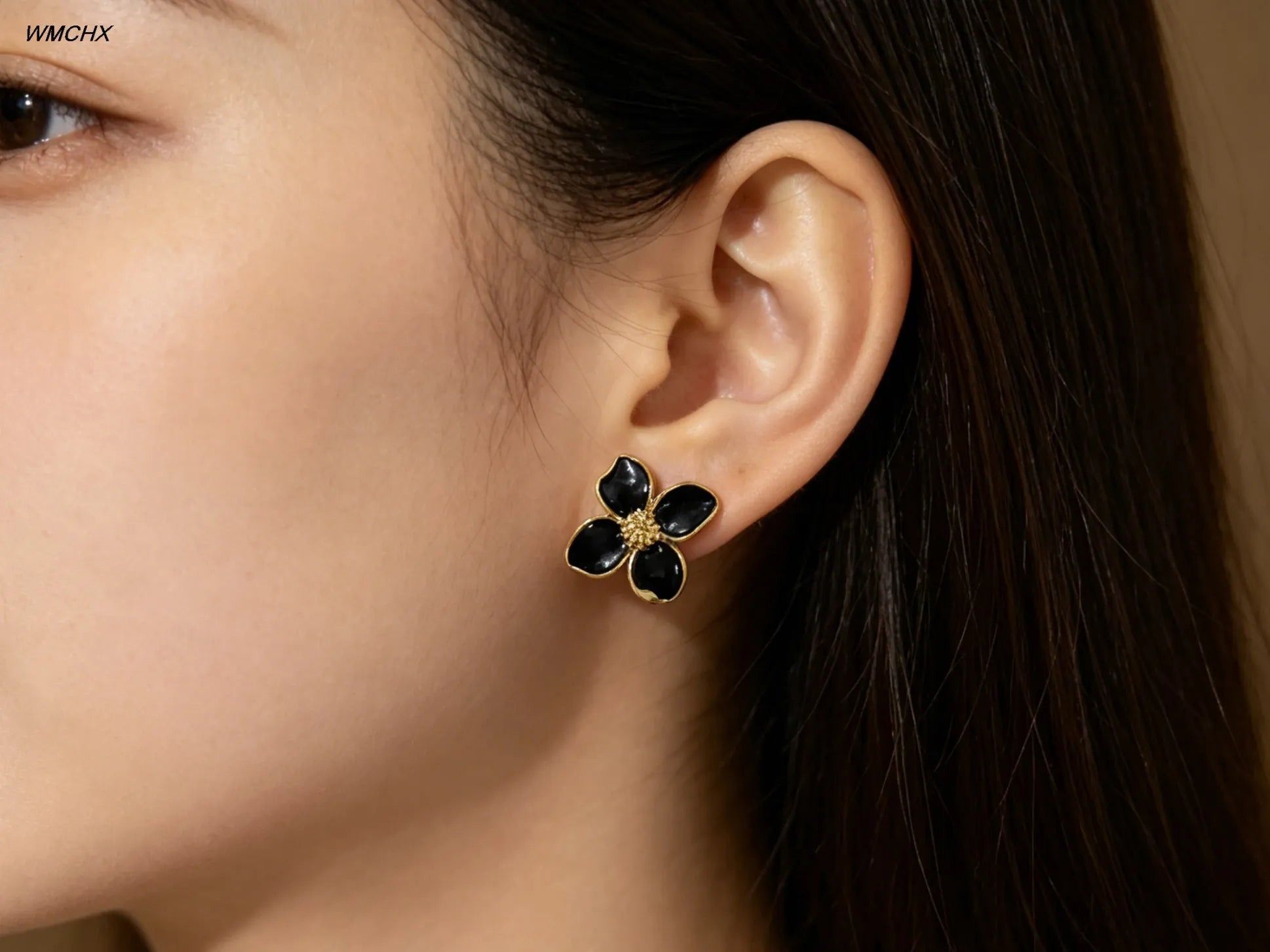 Pendientes de Alta Gama con Diseño Dulce y Moderno, Esmalte Azul y Rosa, Flores, Primavera/Verano, Regalos para Mujeres, Joyería