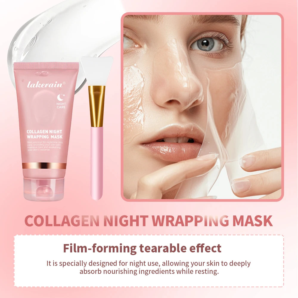 Mascarilla Facial Nocturna de Colágeno, Exfoliante, Hidratante, Reduce las Líneas Finas, la Sequedad, Hidratación, Iluminadora, Cuidado de la Piel Coreano