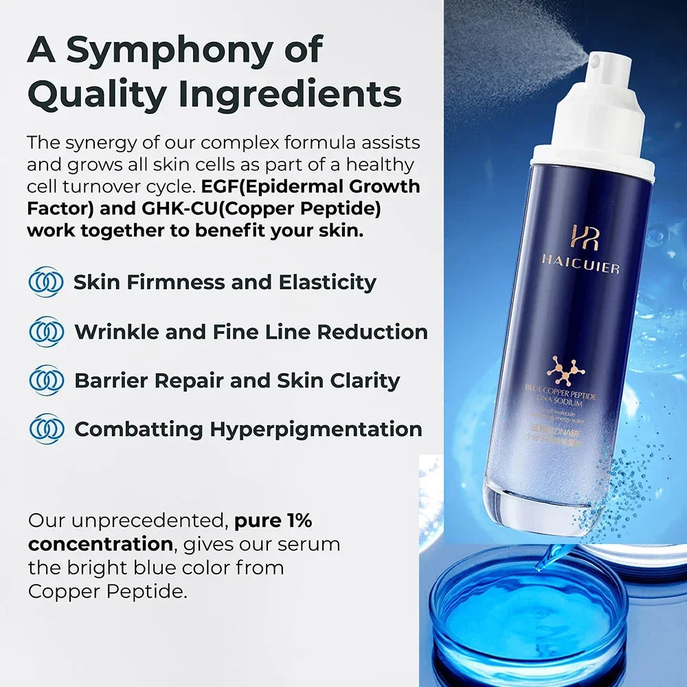 120ml péptido de cobre azul ADN sodio pequeña molécula energía revitalizante hidratante e hidratante suero tonificador de la piel esencia