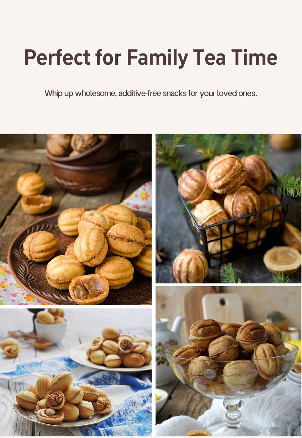 Máquina eléctrica para hacer gofres y pasteles de nueces con nueces, 12 agujeros, cocina, fabricación de galletas para hornear, gofres de nueces de negocios