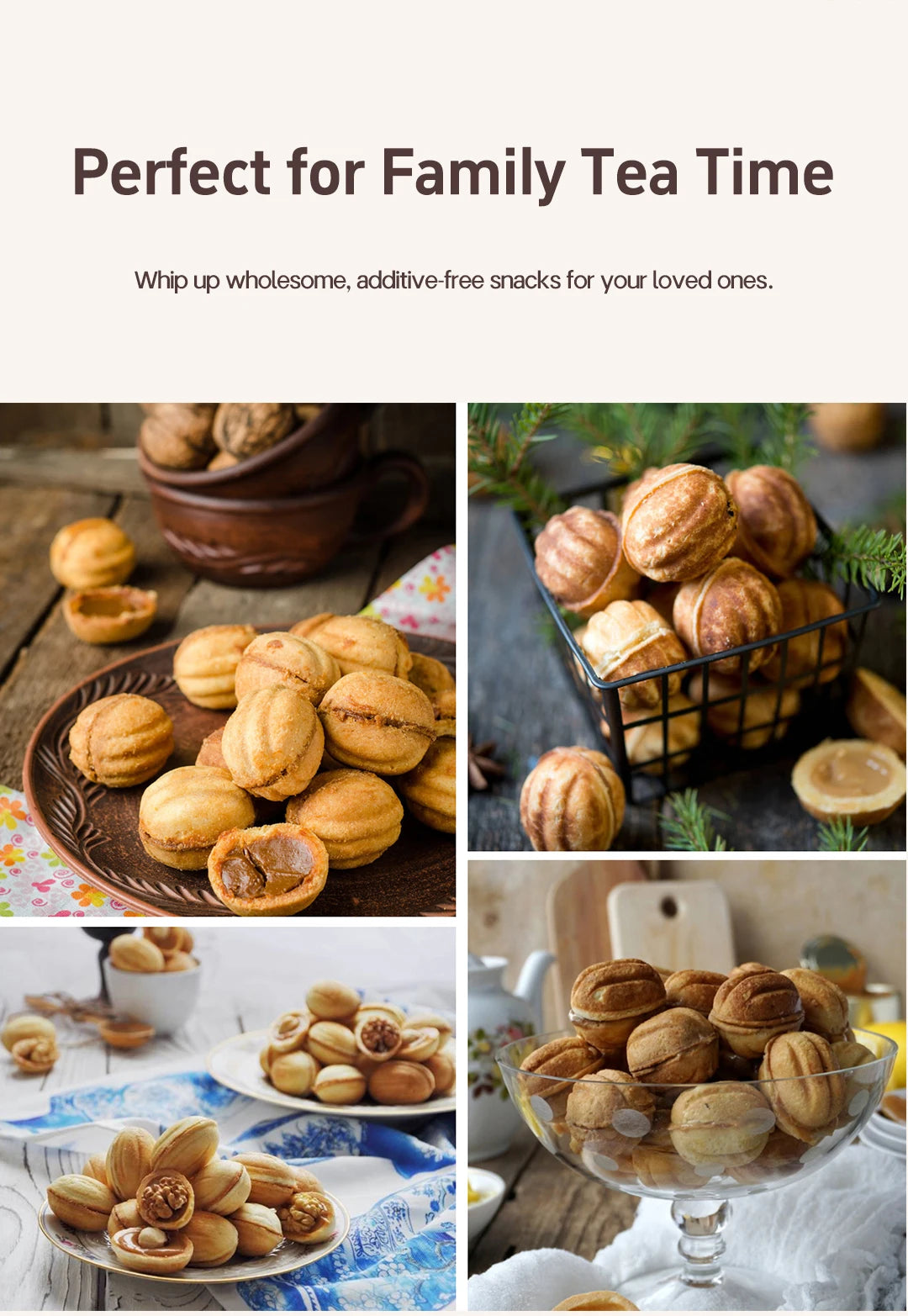 Máquina eléctrica para hacer gofres y pasteles de nueces con nueces, 12 agujeros, cocina, fabricación de galletas para hornear, gofres de nueces de negocios