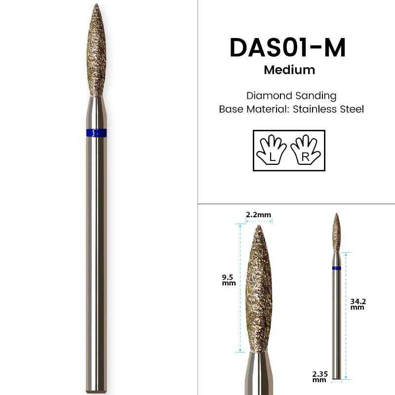 Brocas de cerámica para uñas de diamante, fresa para manicura, limas rotativas para cutículas izquierda y derecha, herramientas de accesorios para uñas DIY