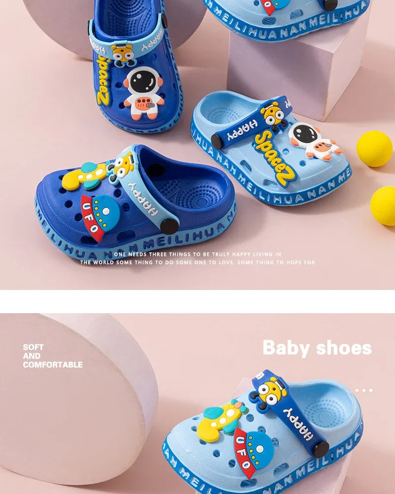 Zapatos de jardín para niños, bonitas sandalias de playa de dibujos animados de EVA, zapatillas de verano para bebés, zapatillas suaves de alta calidad para exteriores, zapatos con tapa