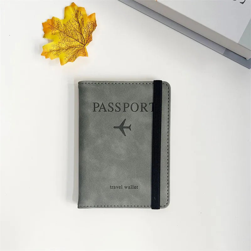 Fundas para pasaporte de negocios Vintage RFID para hombre y mujer, soporte multifunción para tarjetas bancarias de identificación, funda tipo billetera de cuero PU, accesorios de viaje