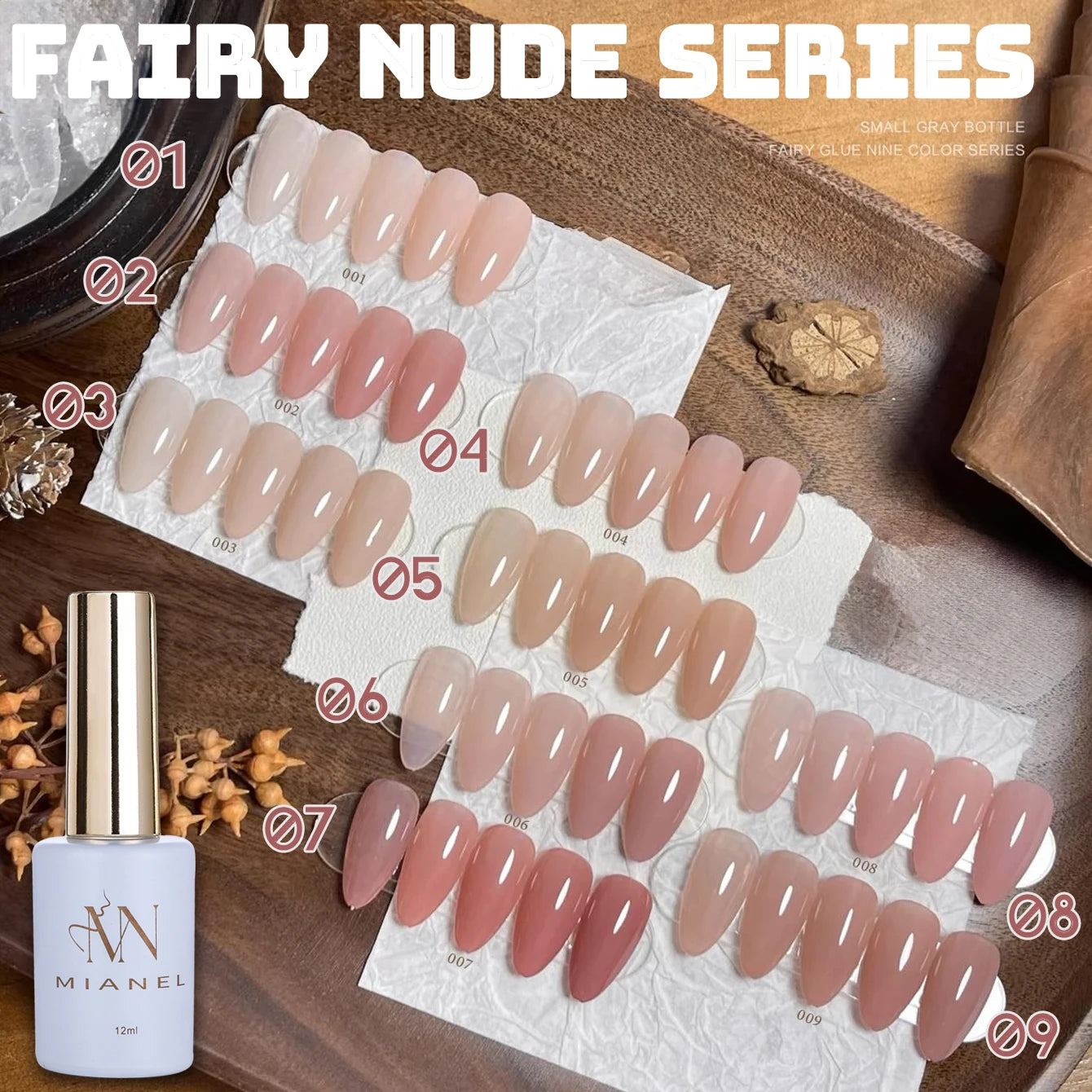 Esmalte de Uñas en Gel MIANEL Colorful Rock Slice, Amarillo Lechoso-Blanco Brillante, Crema Blanca, Efecto Leche Huhu Dopamina, 12ml, 1-6 Unidades