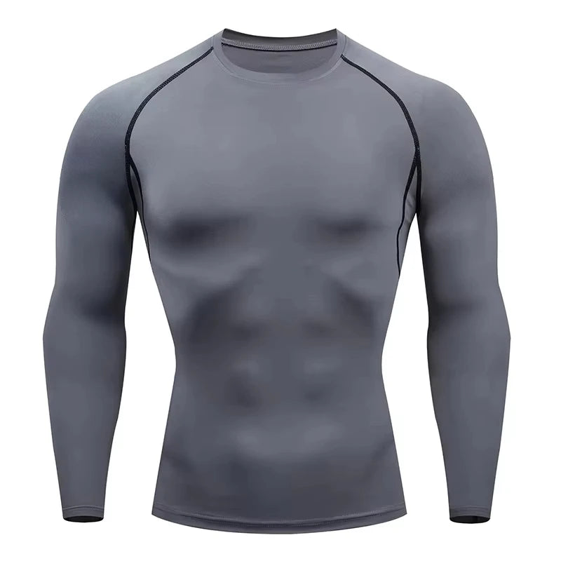 Camisa de compresión de manga larga para hombre de secado rápido |   Top deportivo para culturismo, fitness, gimnasio, entrenamiento