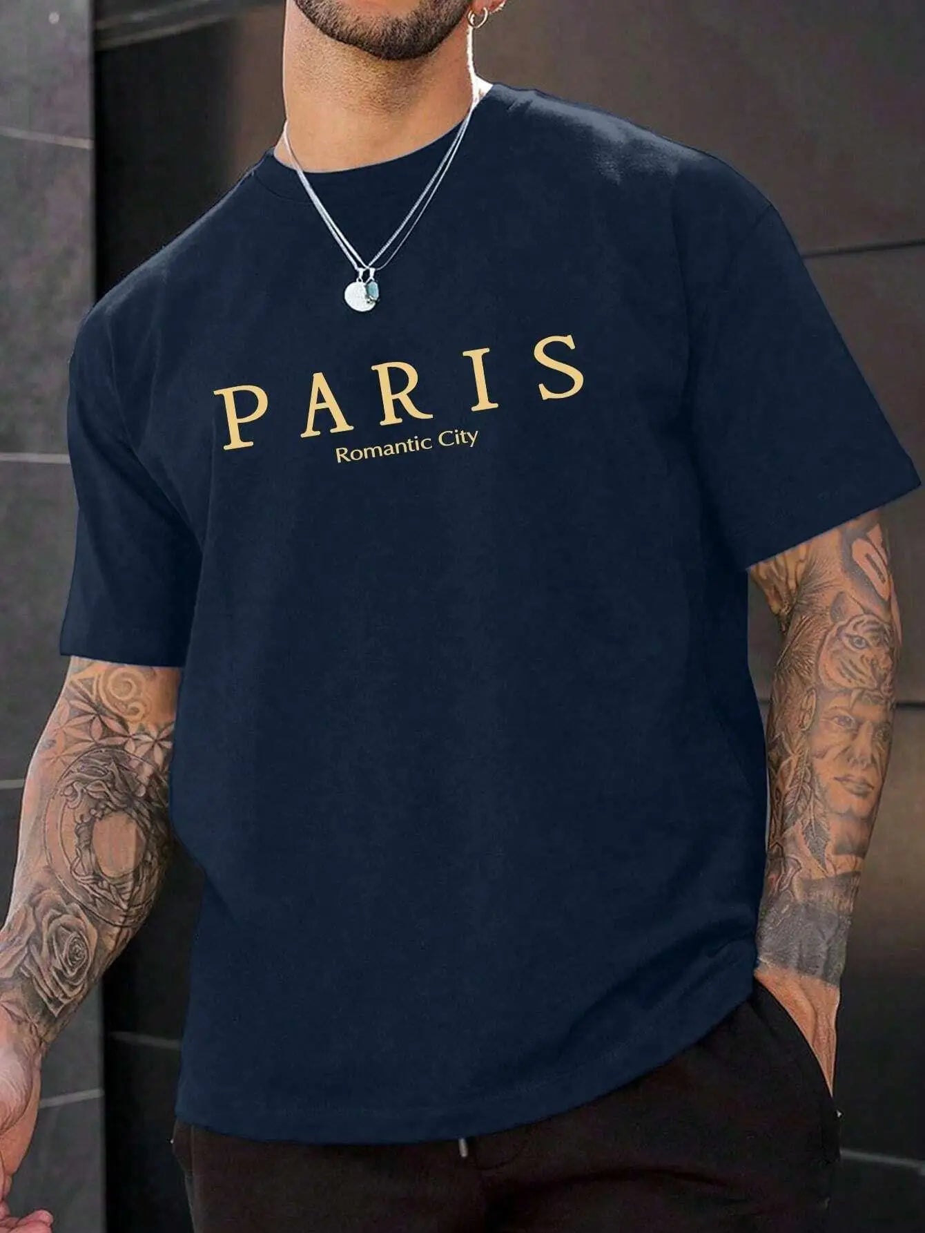 Camisetas con estampado gráfico de letras de ciudad romántica de París, ropa holgada de verano para hombre, camiseta holgada de algodón de gran tamaño, camisetas suaves de calle