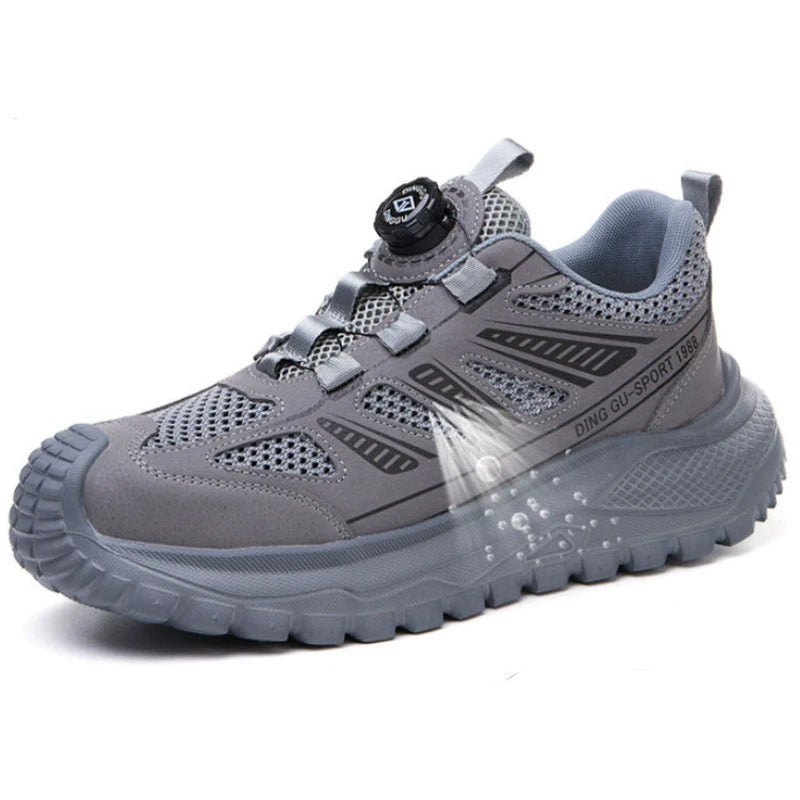 Zapatos de seguridad para el trabajo para mujeres y hombres, zapatillas de trabajo antipinchazos, zapatos indestructibles con botón giratorio, botas de trabajo antideslizantes