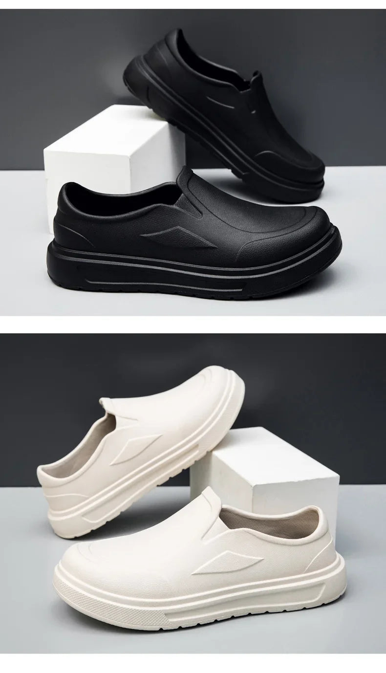 Zapatos de Chef para hombre, antideslizantes, resistentes al aceite, resistentes a la suciedad, zapatos de cocina, zapatos de trabajo, zapatos de lluvia de secado rápido, zuecos transpirables de gran tamaño