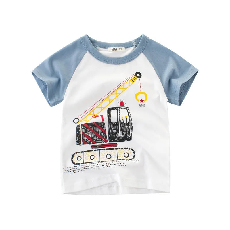 OLEKID-ropa de verano para niños, camisetas con estampado de dibujos animados para niños de 2 a 8 años, camisetas de manga corta para niños pequeños, 2025