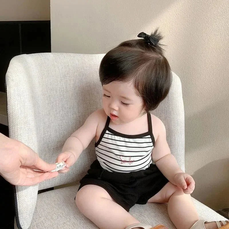 Ropa de verano para niños, camiseta sin mangas bonita de dibujos animados para niñas, chaleco informal coreano, camiseta bonita y dulce, disfraz para niñas 2024