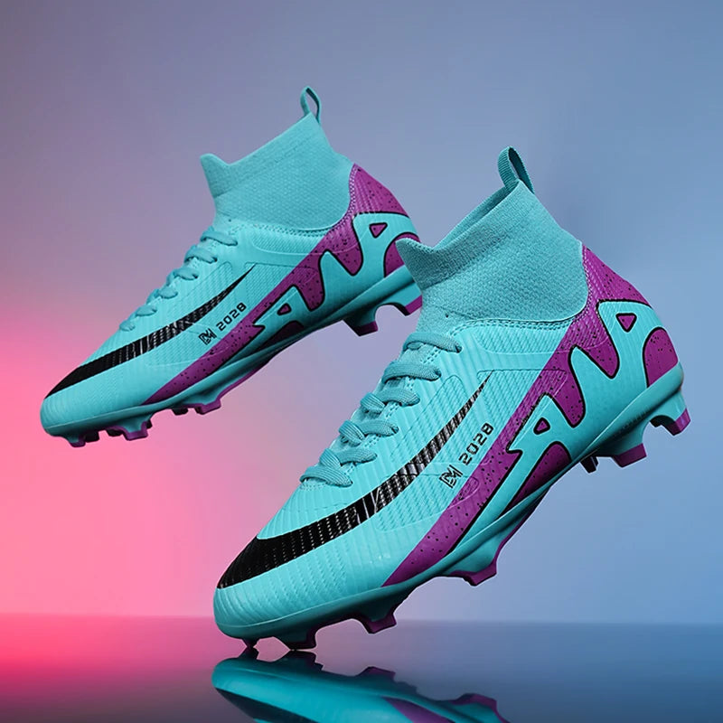 Zapatos de fútbol rosas a la moda para hombre, botas de fútbol ligeras profesionales con calcetín, zapatillas de fútbol originales antideslizantes para exteriores