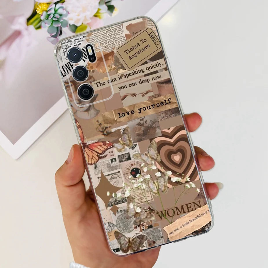 Para Oppo A16 A16s funda elegante pintada contraportada suave funda de teléfono delgada para Oppo A16s OppoA16 s CPH2269 Coque Fundas carcasa de parachoques