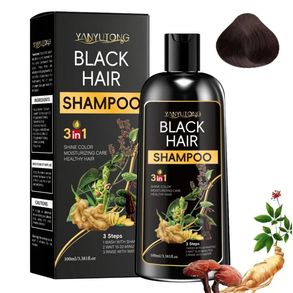 Champú tricolor de cúrcuma 3 en 1, champú nutritivo color tratado fórmula suave, a base de plantas, color beige claro