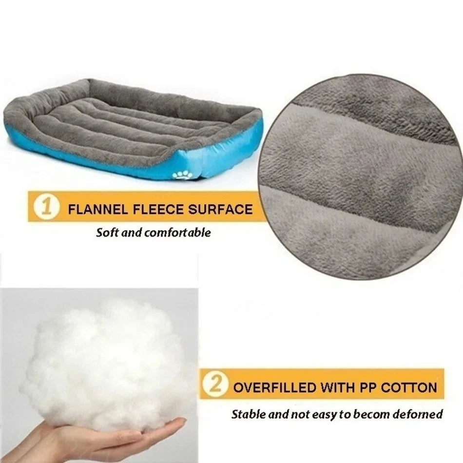 Sofá cuadrado suave para perros grandes, cojín elástico para casa de perros, cama mediana cálida para invierno, perrera lavable para gatos, accesorios para el hogar