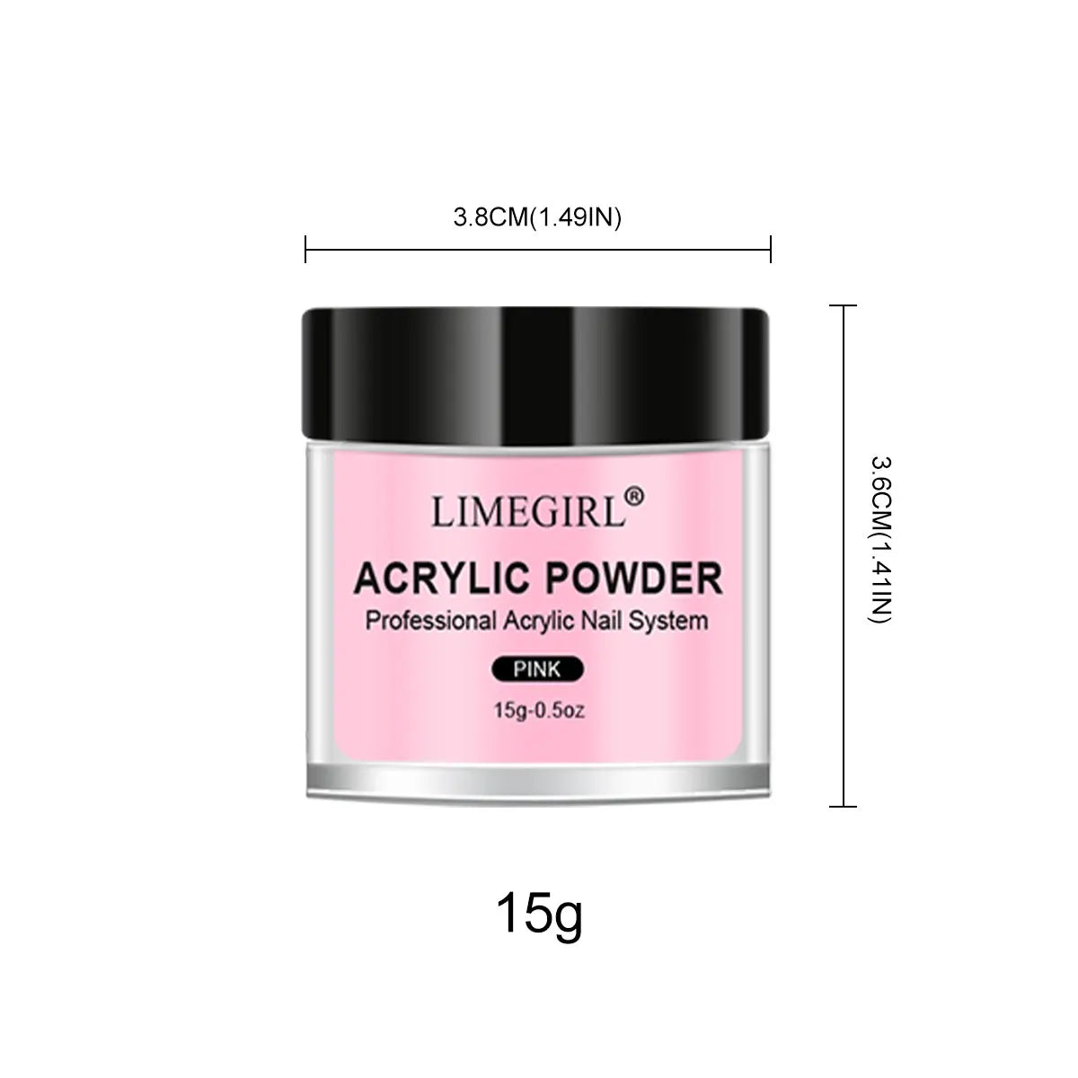 LIMEGIRL-polvo acrílico para uñas, 5 colores, profesional, rosa, claro, blanco, polímero desnudo para extensión de uñas, polvo fino de calidad para salón