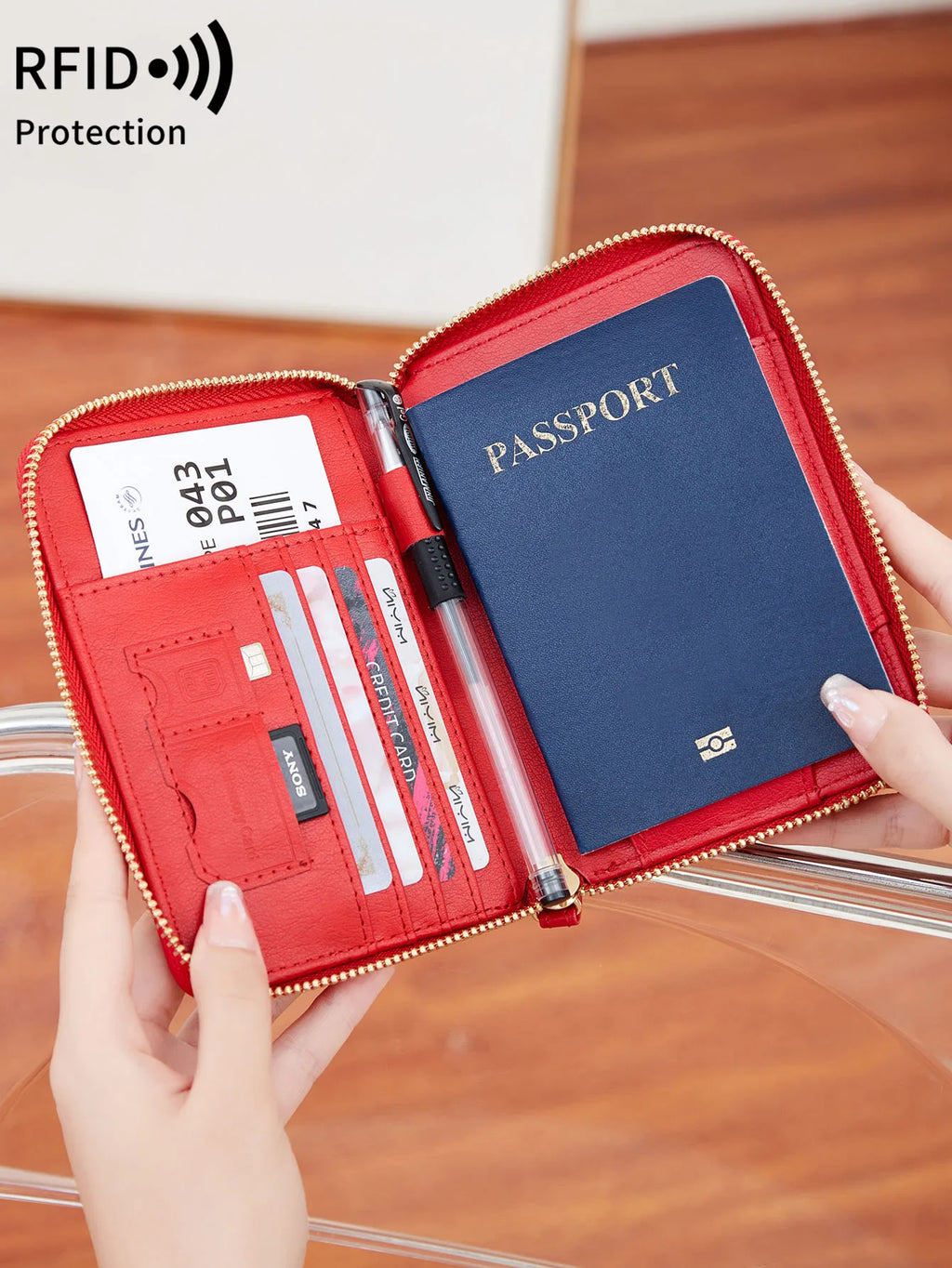 Nueva bolsa de pasaporte retro para hombres y mujeres, funda de pasaporte de moda RFID, accesorios de viaje con clip para pasaporte de cuero multifuncional