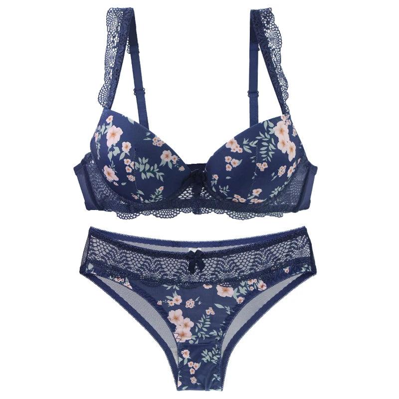 Conjunto de sujetadores sexys para mujer, ropa interior Floral con lazo de copa BCDE grande, negro, Beige, azul, rojo, blanco, lencería de encaje, novedad de 2023