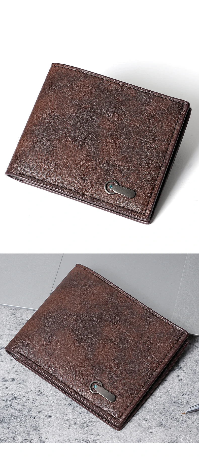 Cartera corta multitarjeta para hombre, billetera informal de moda, delgada, doble pliegue, horizontal, suave, nueva