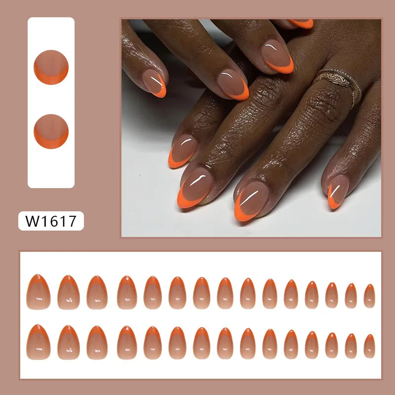 Dulce francés 24 Uds. De uñas postizas degradadas rosas, manicura de dedos artificiales brillantes, uñas postizas reutilizables para mujeres