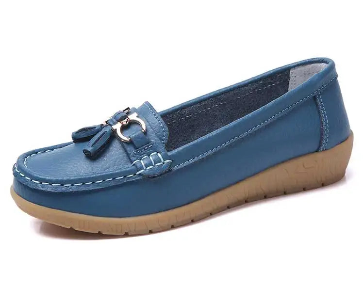 Zapatos de Mujer, mocasines de enfermera, Zapatos planos clásicos, Zapatos planos cómodos para Mujer, calzado informal de cuero blanco para Mujer