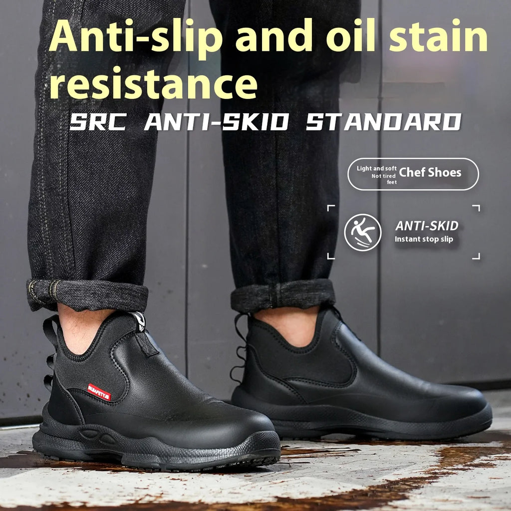 Zapatos de trabajo para Chef para hombre, calzado de cocina antideslizante resistente al aceite, zapatos de seguridad cómodos para restaurante, zapatos de cocina impermeables