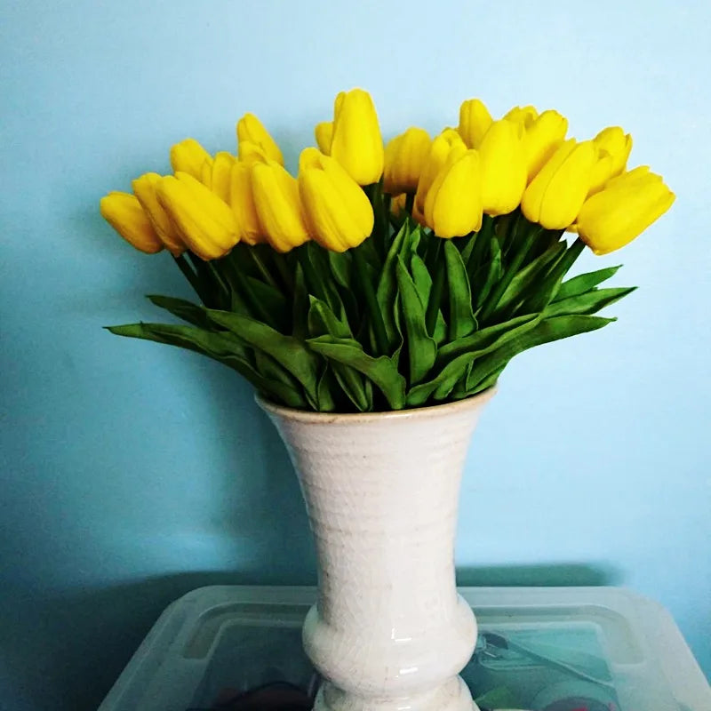 3/5/10/15/20 piezas tulipanes flores artificiales ramo de flores de tacto Real tulipanes flor falsa para decoración del hogar de la boda