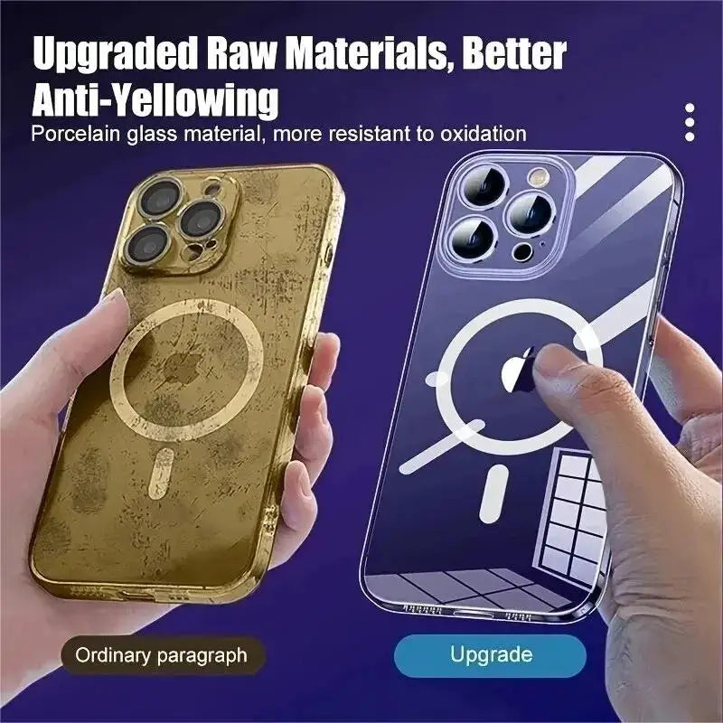 Nuevo Anti caída para iPhone 16 15 14 13 12 11 Pro Max Material de PC carga magnética no amarillenta antideslizante funda protectora ultrafina