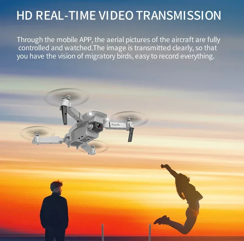 Dron plegable inteligente E88 Pro, compatible con conmutación de cámara simple/doble, calidad de imagen de 4K + disparo gran angular, WiFiDirect Real-Tim
