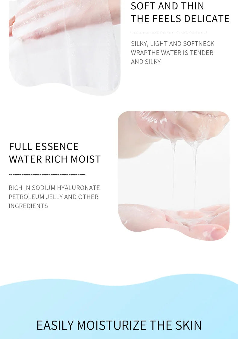 10 Uds SADOER ácido hialurónico máscara de cuello colágeno reafirmante máscaras de cuello nutritivo brillo belleza hidratante cuellos cuidado de la piel