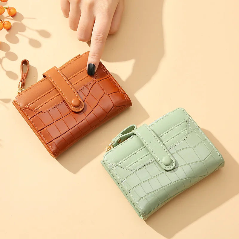 Cartera corta para mujer, monedero pequeño de cuero de marca de lujo a la moda, tarjetero para mujer, bolso de mano para mujer, billetera con Clip para dinero 2023