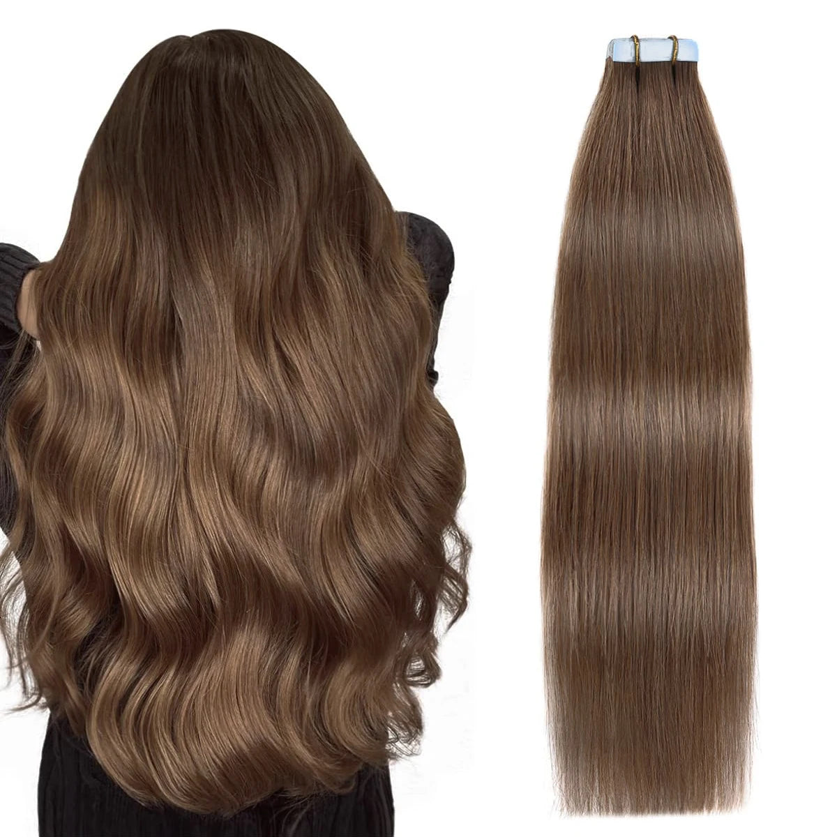 Extensiones de cabello con cinta Invisible, extensiones de cabello Remy Real para mujeres, postizos rectos de color rubio ceniza mezclado rubio platino