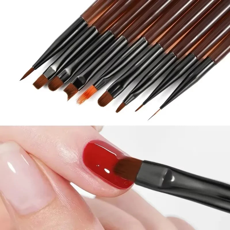 9 Bolígrafo de gel UV, pincel para uñas DIY, pincel para pintar acrílico, delineador de ojos para diseño de uñas, herramientas de pintura para exhibición de puntas de uñas.