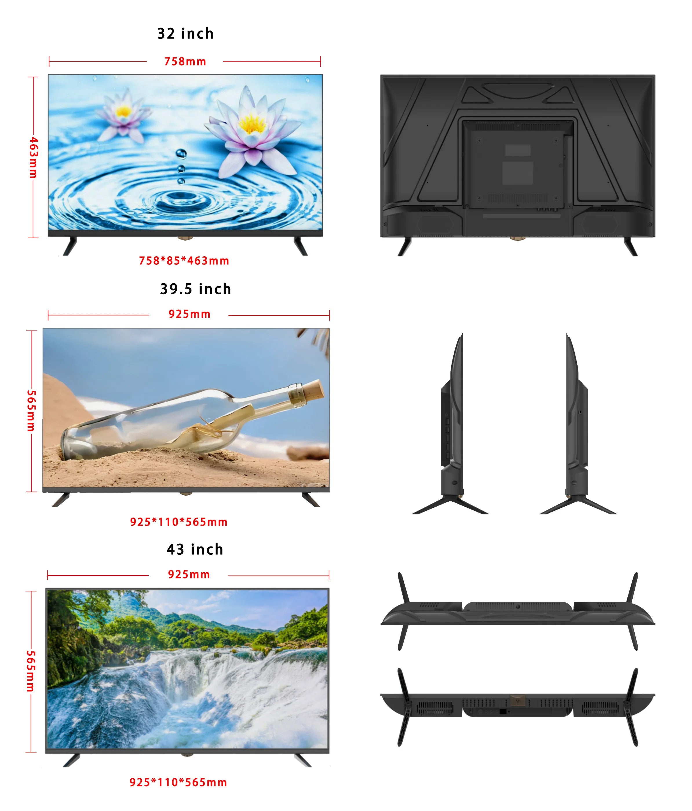 Smart TV LED con WiFi y para Bluetooth 4K UHD TV sin marco disponible en tamaños de 32 pulgadas y más grande para hoteles