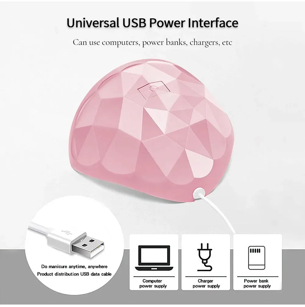 Lámpara LED para secador de uñas, 18 cuentas de lámpara UV para secado de esmalte de Gel, carga USB, equipo de manicura profesional