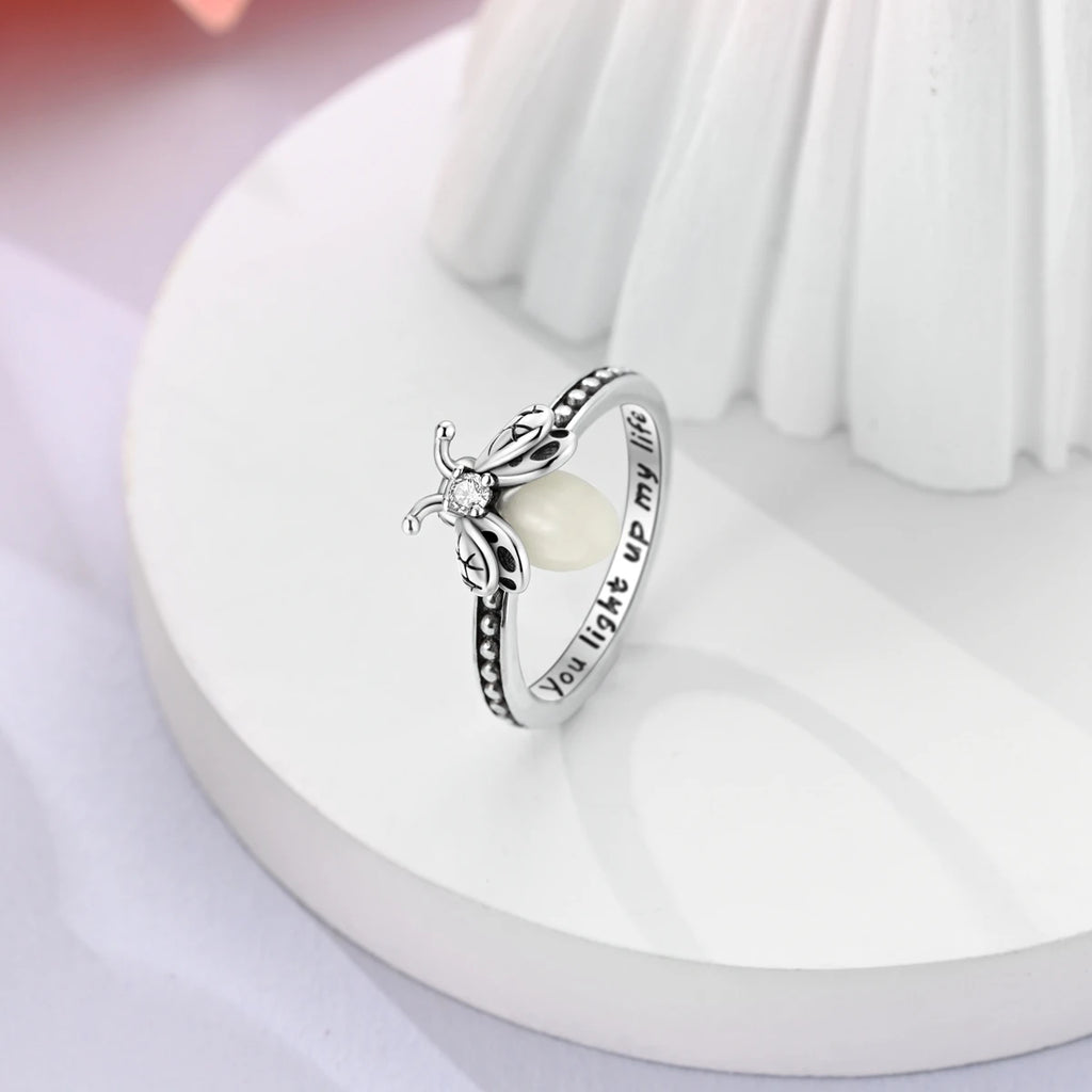 Anillo de plata 925 con diseño Original de luciérnaga y amor infinito, anillos de dedo de circón para mujer, regalo de joyería de boda de alta calidad