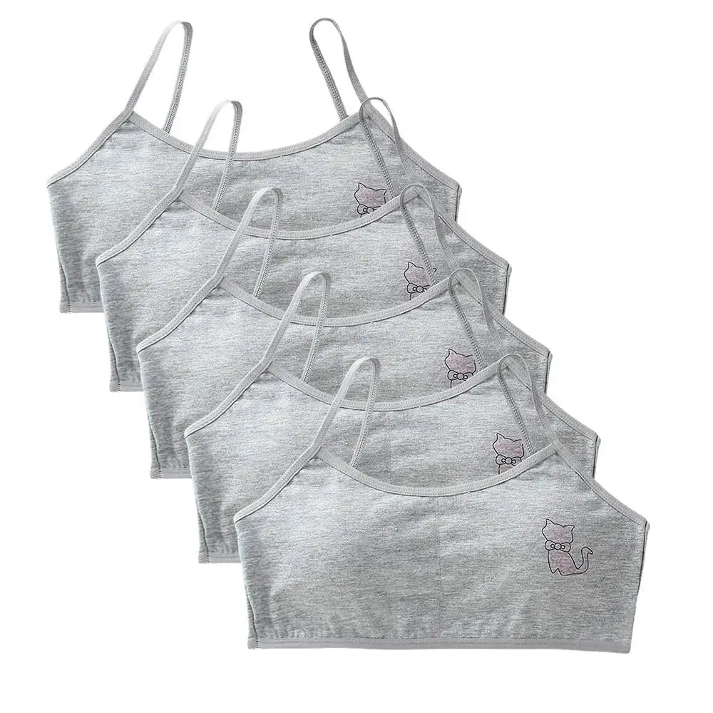 5 unids/lote Teeange niñas pequeñas sujetadores de entrenamiento Purbery School Girl Sujetador deportivo niños almohadilla para el pecho desmontable ropa interior niños Tops de tubo