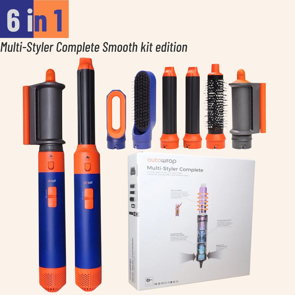 Estilizador de cabello 6 en 1, nuevo secador de pelo liso para cabello, estilizador de cabello 6 en 1 con barril rizado, cepillo de aire caliente, herramienta de estilismo MultiStyler