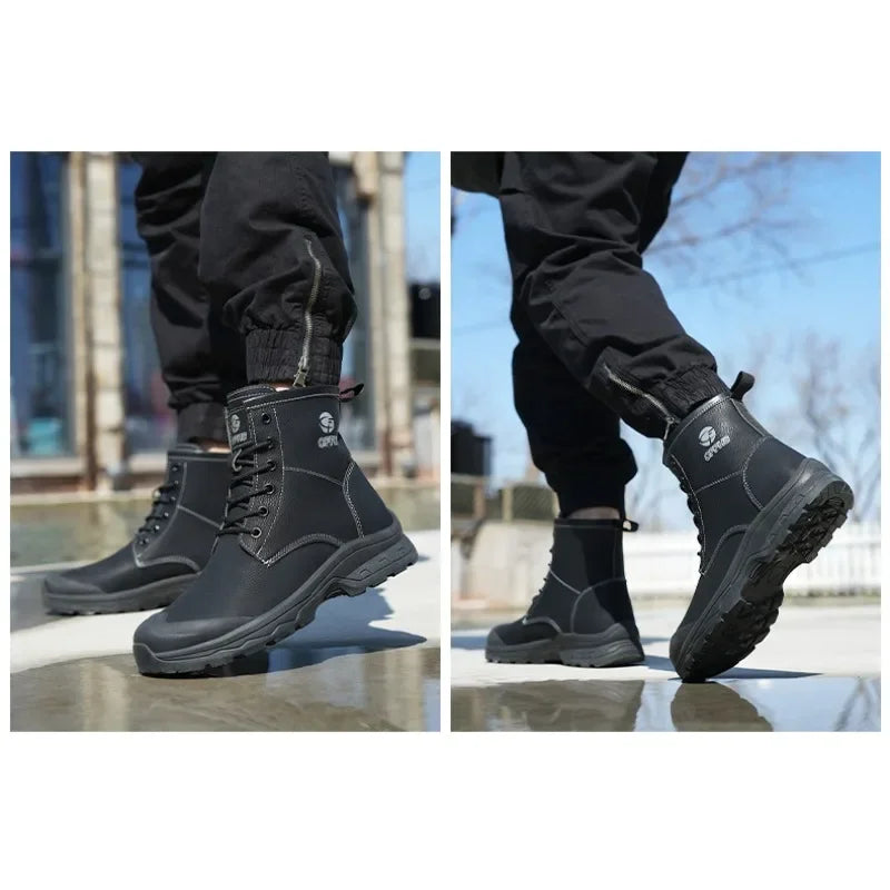 Botas de trabajo de microfibra de alta gama para hombre con puntera de acero para antigolpes y antipinchazos, antipinchazos de Kevlar