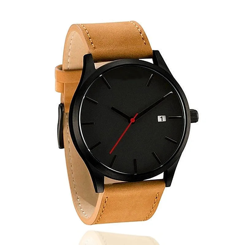 Reloj de pulsera de cuarzo analógico Simple para hombre, caja de Metal a la moda, relojes para hombre, cinturón de cuero, reloj informal de negocios para hombre, relojes masculinos