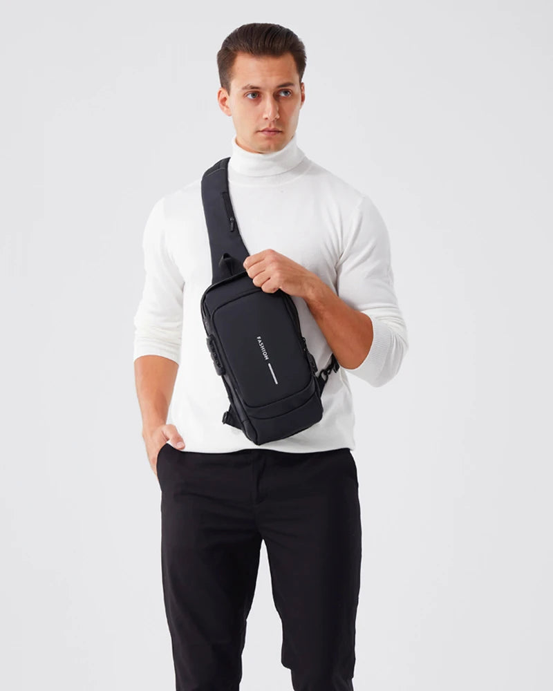 Bolso cruzado de cuero PU para hombre, bandolera clásica antirrobo, bolso de pecho multifuncional, nueva marca de diseñador