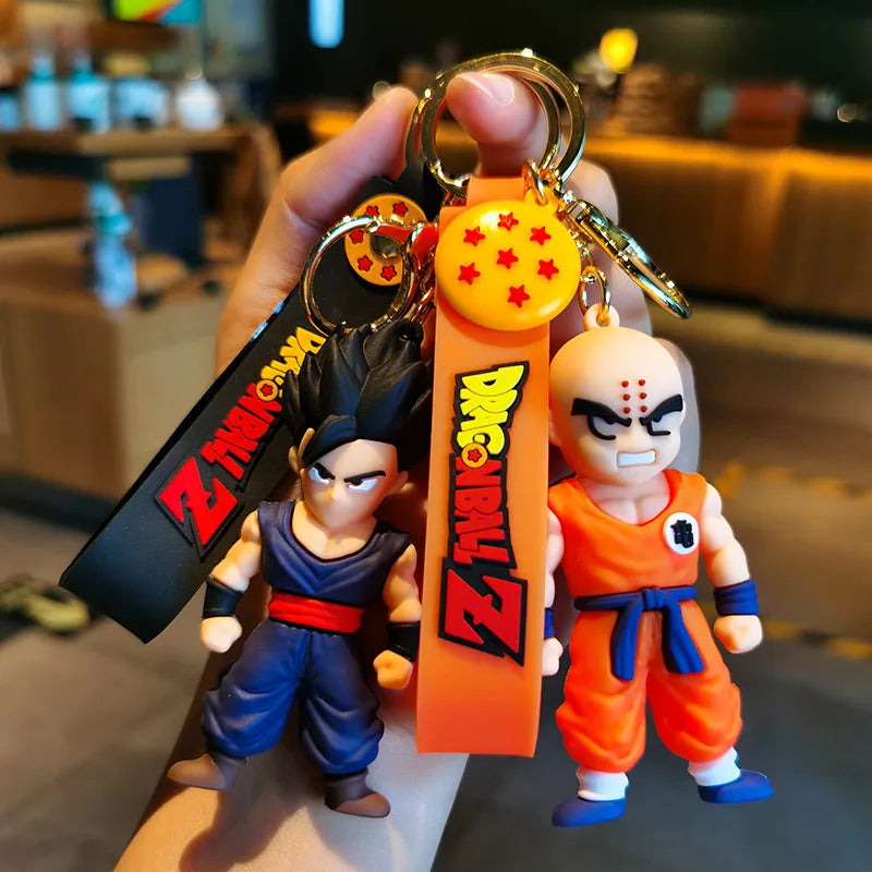 LLavero de Dragon Ball de Anime, joyería de moda, figuras de acción de Son Goku Vegeta Piccolo, llavero de PVC de 8CM para hombres y mujeres, colgante de bolso