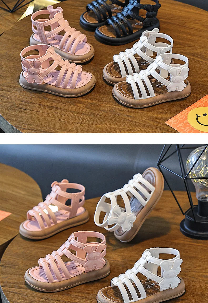 Sandalias de verano para niñas de 1 a 10 años, zapatos bonitos y versátiles de princesa a la moda para estudiantes, Sandalias planas, calzado informal